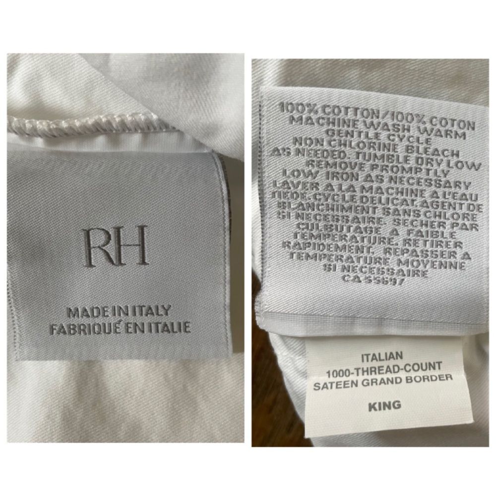 RH Restoration Hardware Italy 2 King Pillowcases 19x36" 100% Cotton - Picture 7 of 7